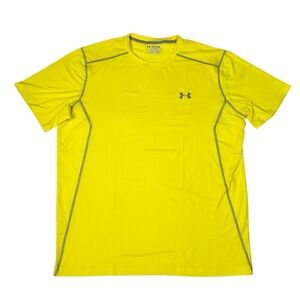 Under Armour Heatgear Fitted Running Athletic Jersey Tee Shirt Mens 2XL Yellow